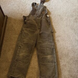 Carhartt men’s small child large Brown Overalls bibs winter insulated